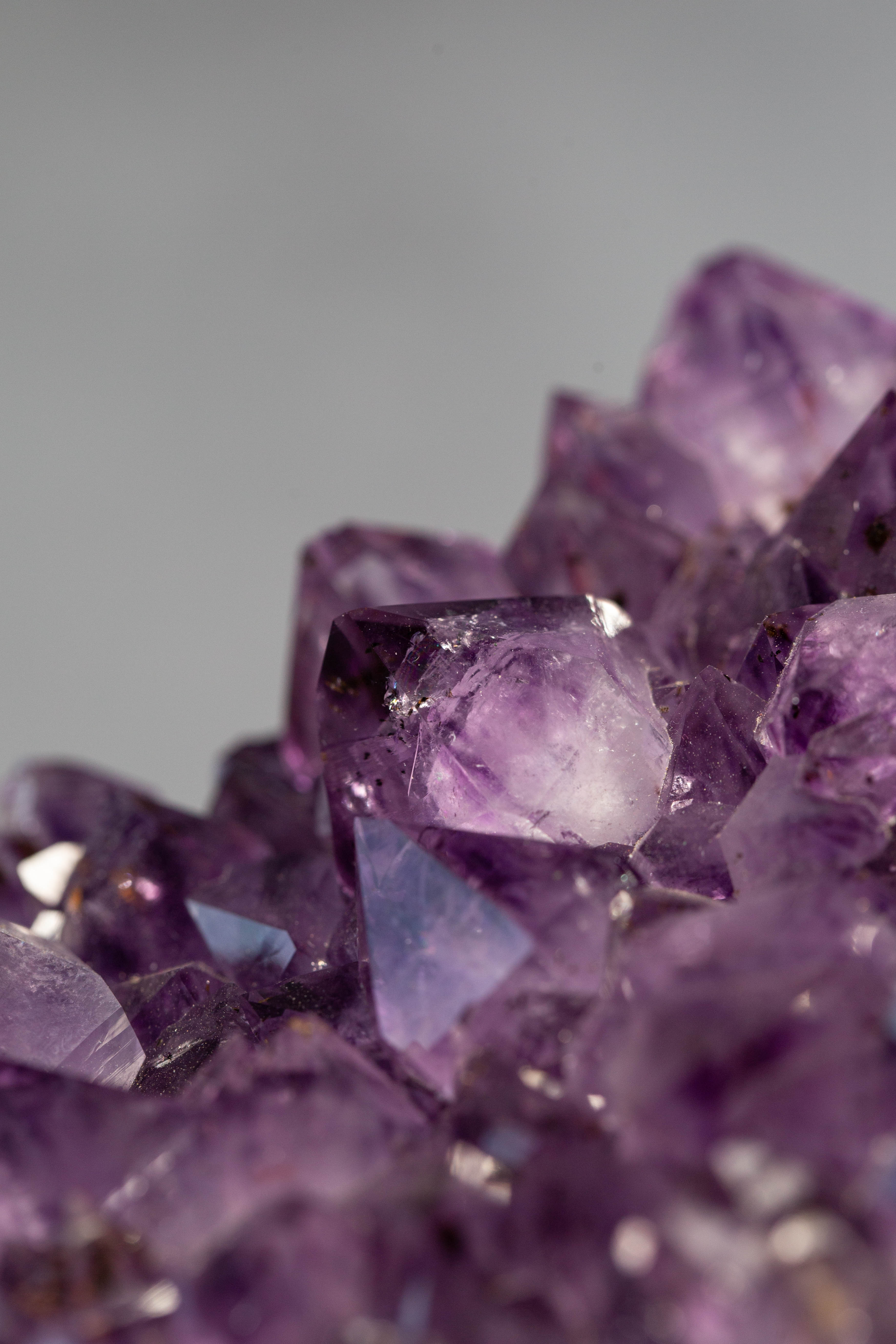 close up a purple amethyst crystals