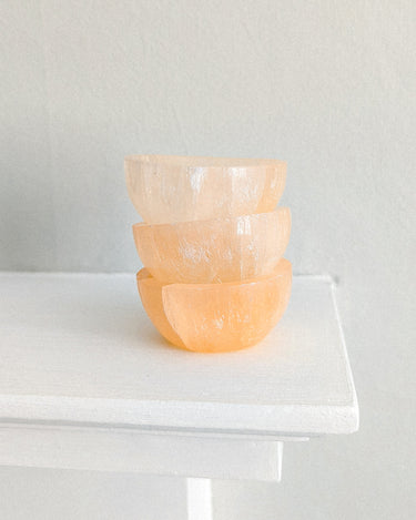 Peach Selenite Bowl – Extra Small - Self & Others