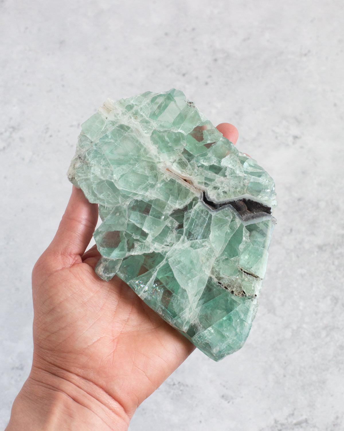 Rough Edge Rainbow Fluorite Slice – 010 - Self & Others